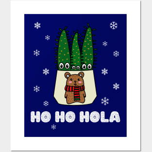 Ho Ho Hola - Eves Pin Cacti In Christmas Bear Pot Posters and Art